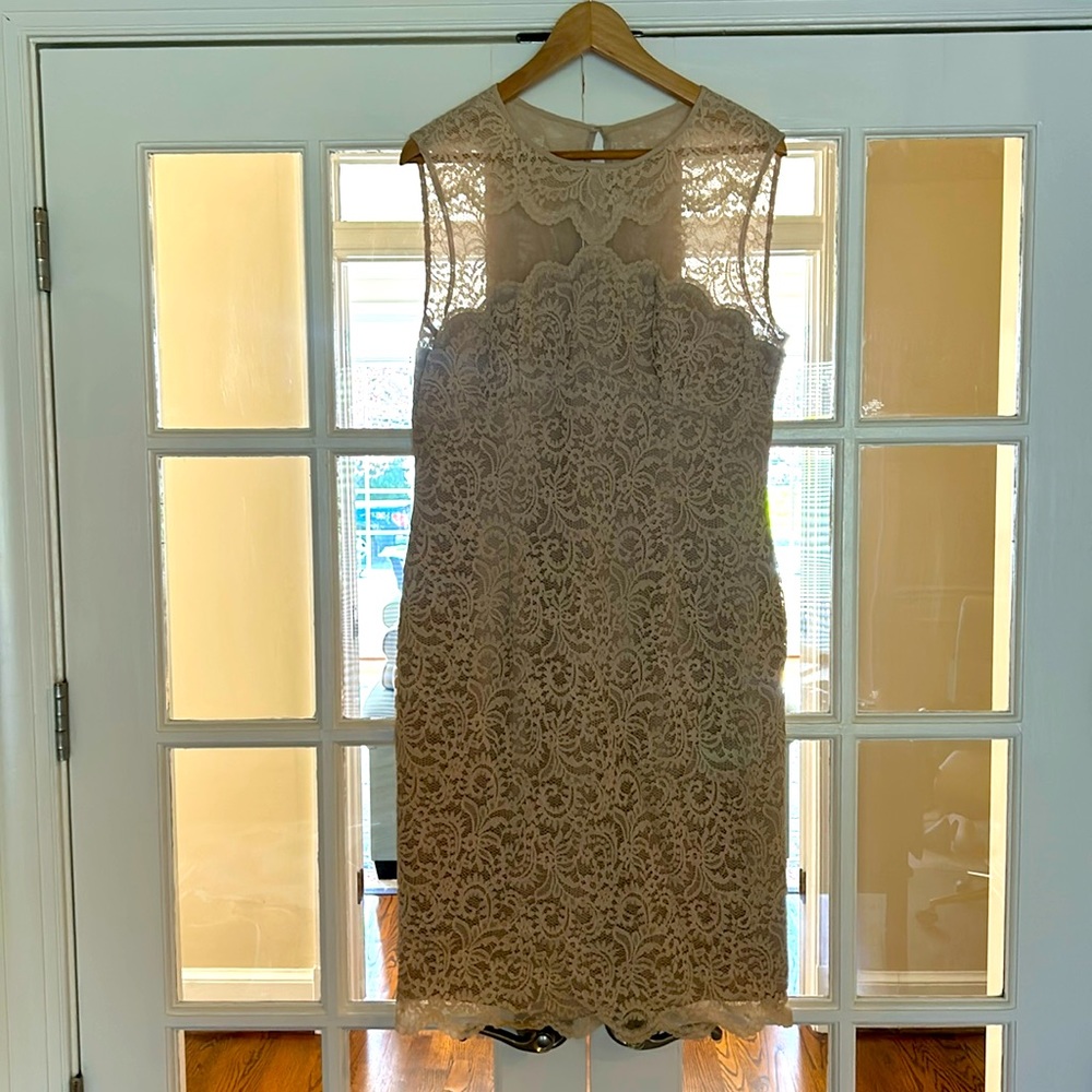 Maggie London Boatneck Lace Sheath Dress - 14